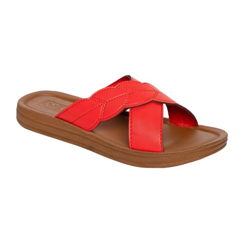 Bella Women Fashion Flat Slip On Red Sandal | Durable | Stylish | Comfortable | Slip Resistant | Lightweight and Breathable UK6 - Image 1