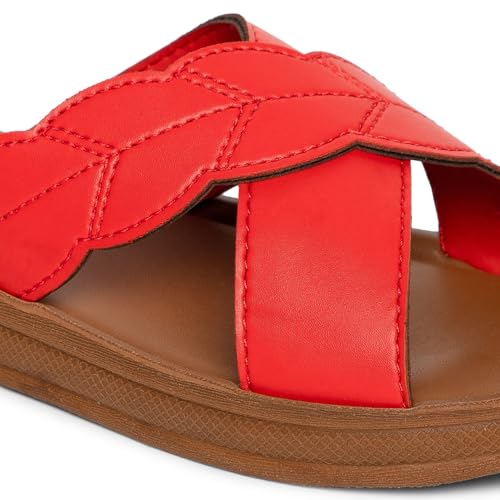 Bella Women Fashion Flat Slip On Red Sandal | Durable | Stylish | Comfortable | Slip Resistant | Lightweight and Breathable UK6 - Image 5