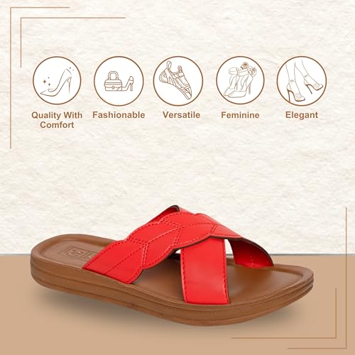 Bella Women Fashion Flat Slip On Red Sandal | Durable | Stylish | Comfortable | Slip Resistant | Lightweight and Breathable UK6 - Image 2