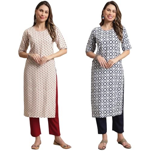 Tee Projekt Crepe Printed Kurta & Pant Set for Women Ethnic Wear Casual Wear Kurta Set - Image 1