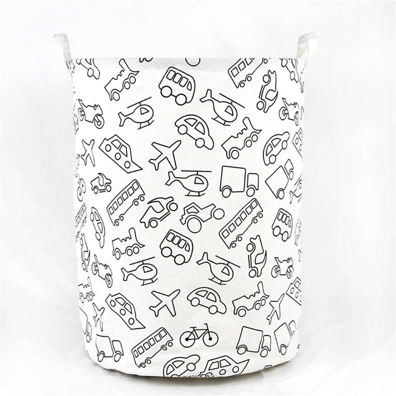 Pan Home سلة تخزين دائرية مطبوعة بموضوع النقل للأطفال