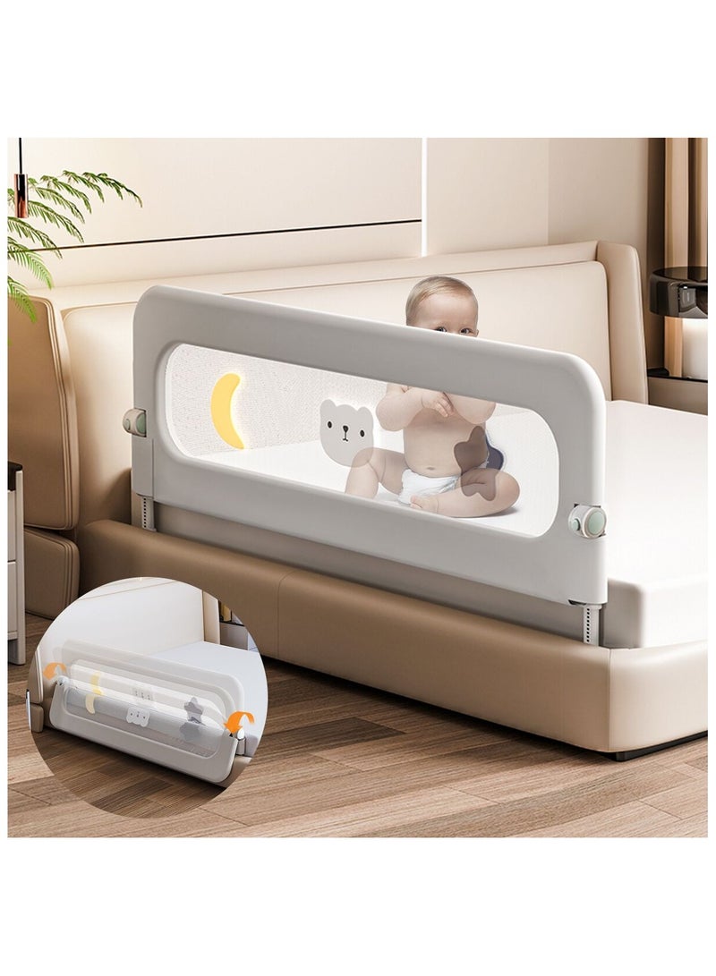 Foldable Bed Rails 1.8m/59 * 32in, GrayUpgraded Child Guardrail,Toddler Safety Protection Rail,Adjustable Height and Safety Side Guard Rails, for Baby,Elderly (Grey) 