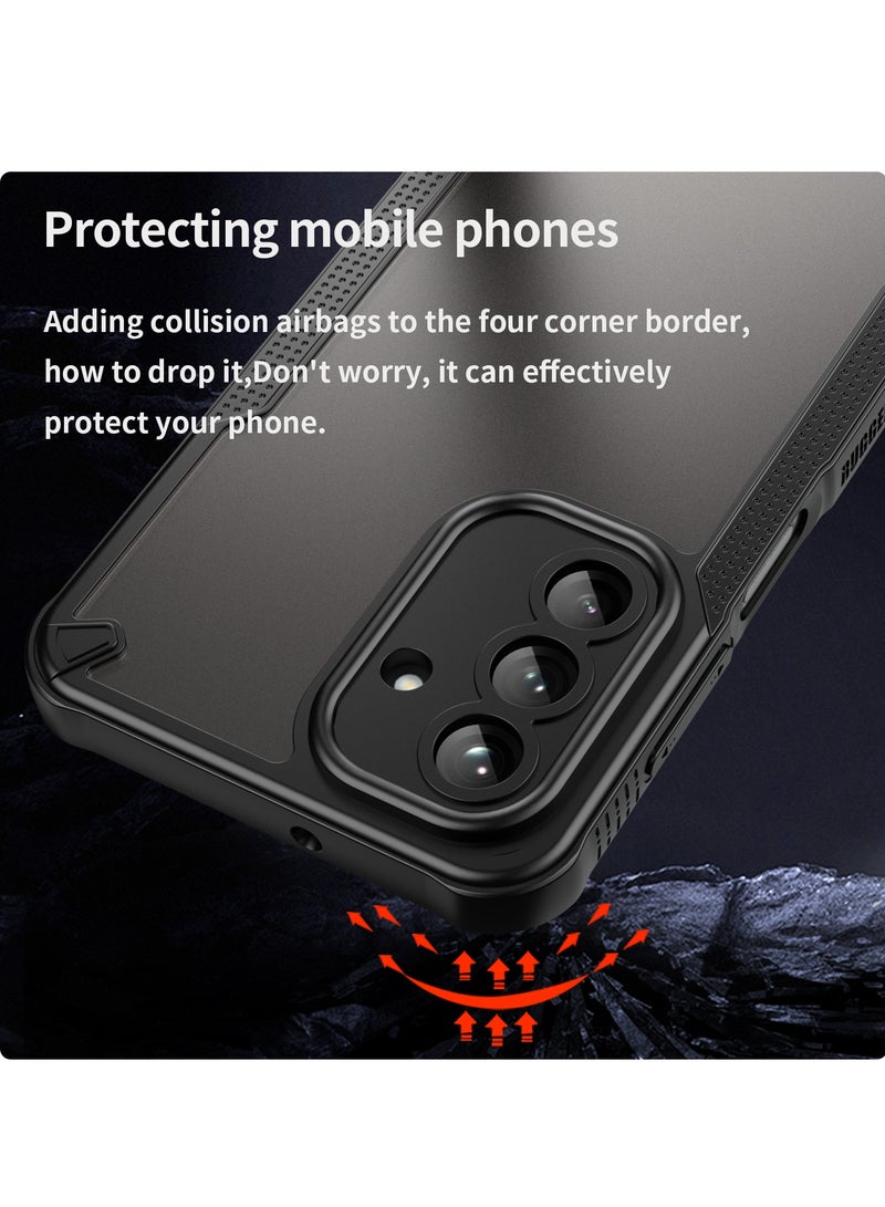 for Samsung Galaxy A26 5G Case Cover, Armor of Brushed Comfortable Oil Waterproof TPU+PC Soft Semi-translucentmatte Feel Cell Phone Protective Case for Samsung Galaxy A26 5G, Black  - Image 3
