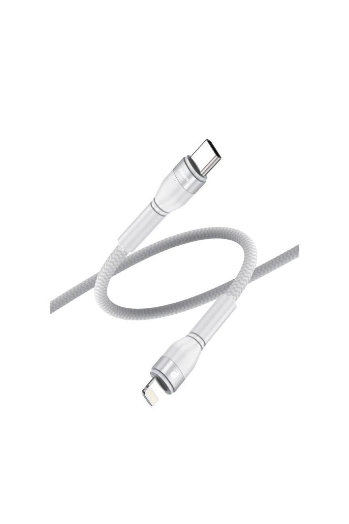 POWER N كابل AE-Power N نوع-C إلى آيفون 1م، معزز بقماش مقاوم للقطع، أبيض - Image 1