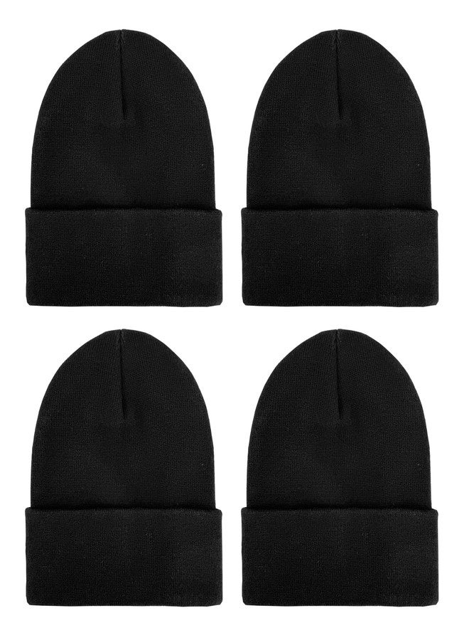 Cmonie 4Packs Beanie for Men Women Winter Cuffed Knit Hats Beanies Skull Cap (US, Alpha, One Size, 4-Packs-Black) - Image 1