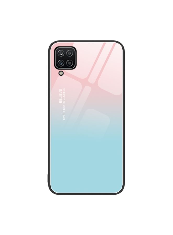 BGM Case Cover For Samsung Galaxy A12 Colorful Painted Glass Phone Case (Blue Sky)
