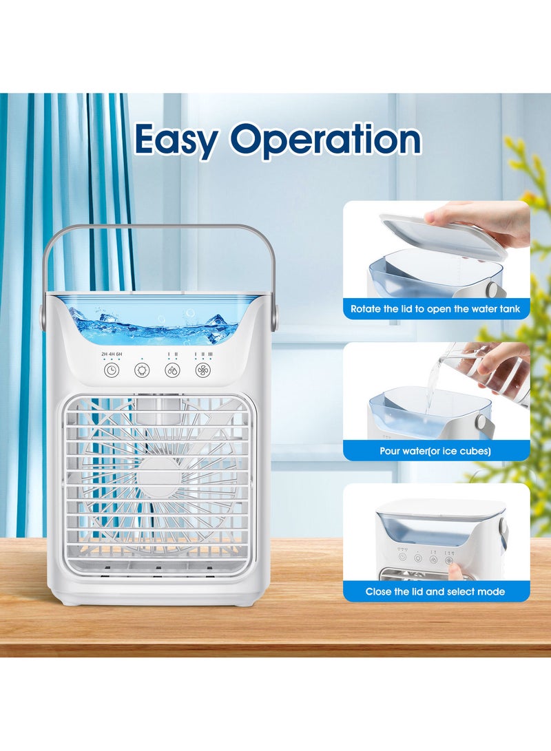 Joshberg Portable Air Conditioners, Evaporative Air Cooler Humidifier with 3 Speeds, 7 Colors Light, 700ML, Mini Personal Air Conditioner Fan, USB Quiet Air Cooler for Home, Office, Bedroom - Image 2