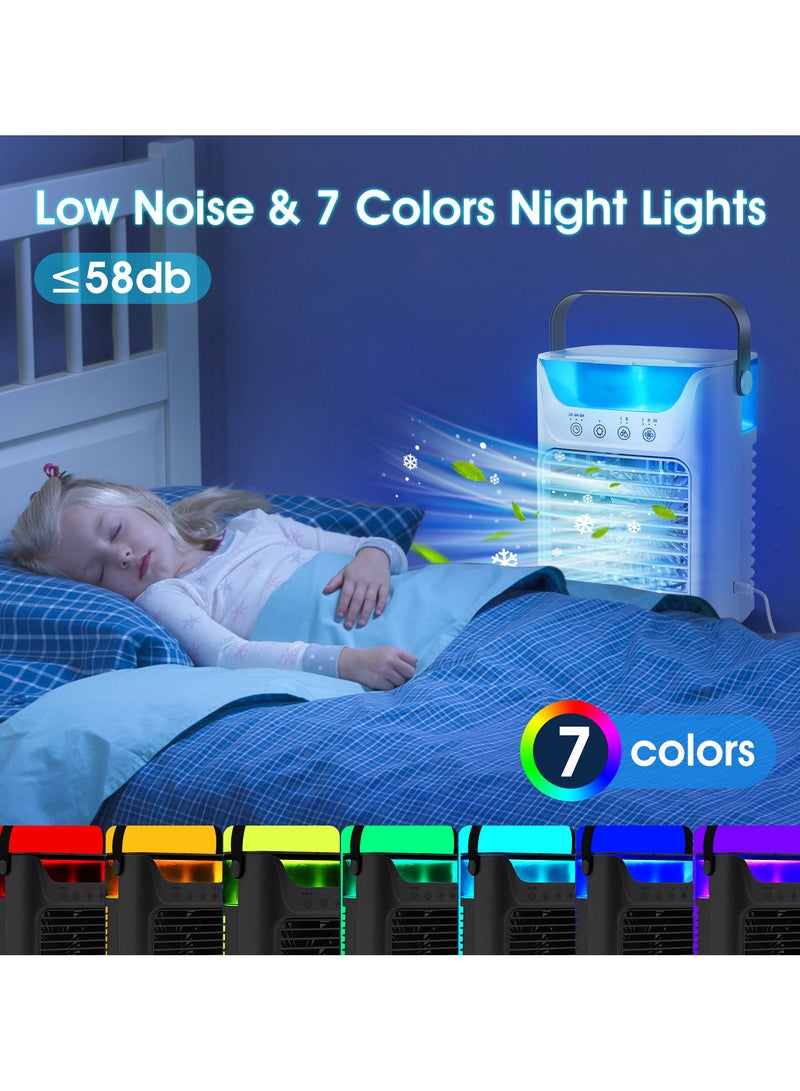 Joshberg Portable Air Conditioners, Evaporative Air Cooler Humidifier with 3 Speeds, 7 Colors Light, 700ML, Mini Personal Air Conditioner Fan, USB Quiet Air Cooler for Home, Office, Bedroom - Image 5