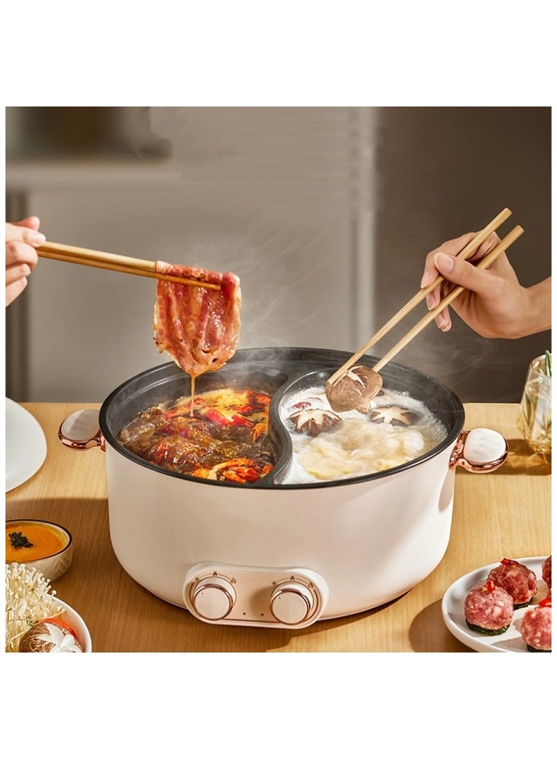 6L Electric Double Hot Pot with Independent Temperature Control - Non-Stick Electric Cooker Shabu Shabu, Electric Skillet,Frying Pan,Electric Saucepan  - Image 2