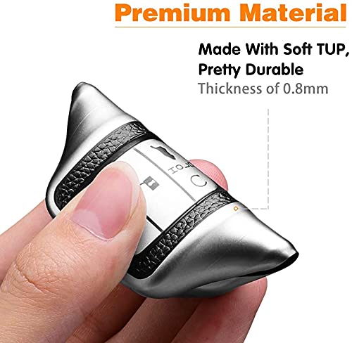 JVCV® Premium Soft TPU Leather Pattern Key Cover Compatible with Honda City, Elevate, Civic, Jazz, Amaze, CR-V, WR-V, BR-V 3 Button Push Button Start Smart Key (Silver) - Image 4