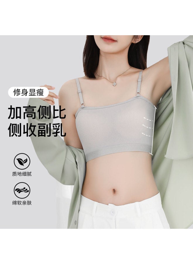 Top melon Long-Staple Cotton Deep U-Neck Cami With Built-In Removable Pads, Machine Washable - Image 3