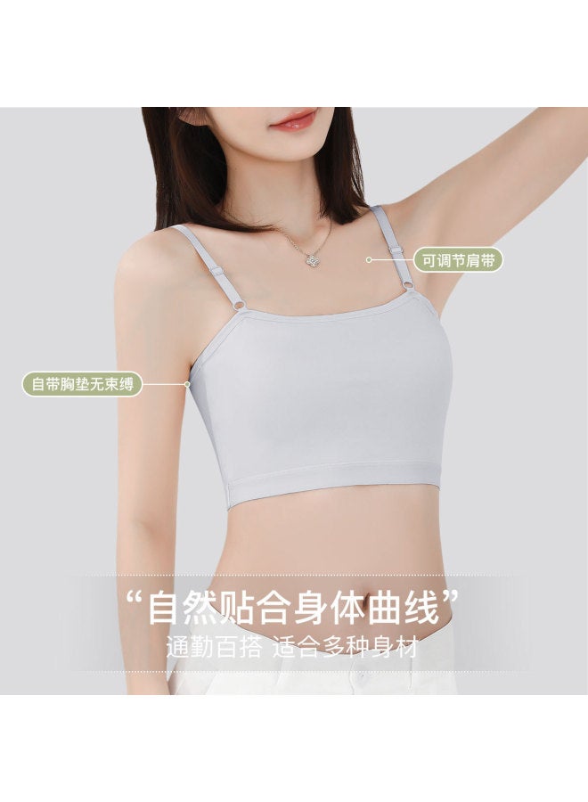 Top melon Long-Staple Cotton Deep U-Neck Cami With Built-In Removable Pads, Machine Washable - Image 4