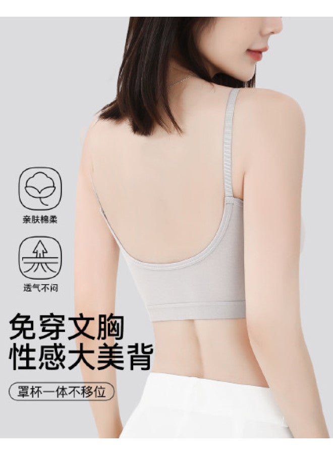 Top melon Long-Staple Cotton Deep U-Neck Cami With Built-In Removable Pads, Machine Washable - Image 1