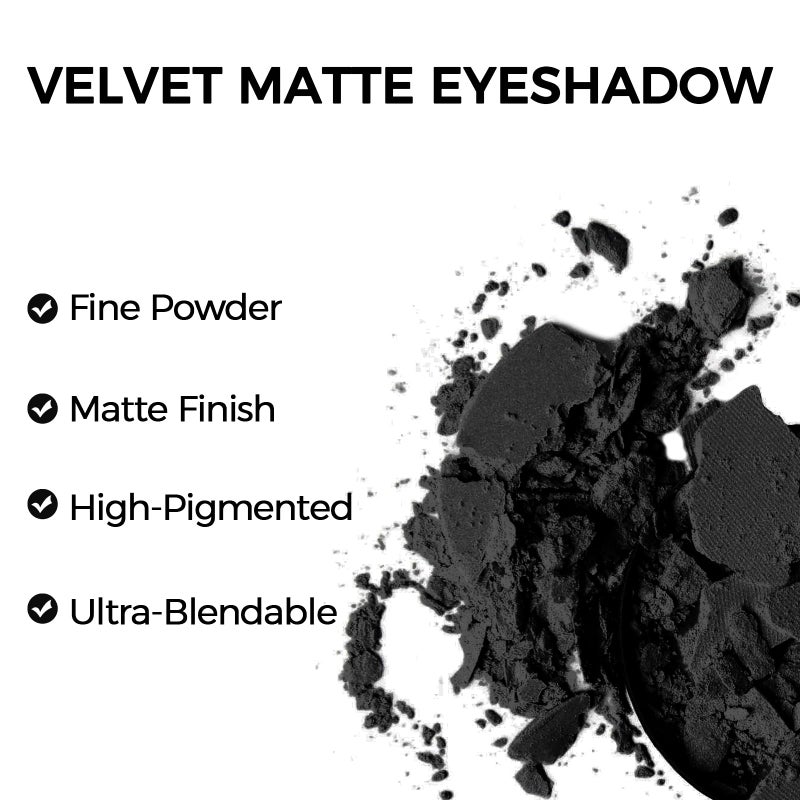 Erinde Black Matte Eyeshadow Palette, Single Black Smokey Pressed Powder Eye Shadow, Ultra-Blendable, Pigmented Color, Long Lasting, Halloween Goth Eye Makeup Palette, Cruelty-Free & Vegan - Image 5