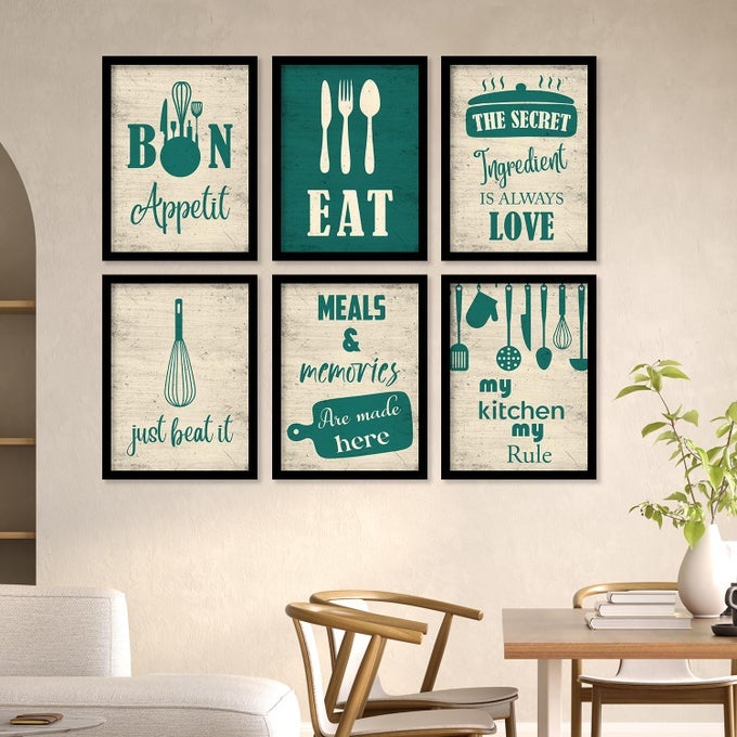 RESTAURANT QUOTES FRAMED POSTERS FOR KITCHEN WALL DECORATION POSTERS WITH FRAME FOR CAFERESTAURANT WALL DECOR 13 X 17 INCH KITCHEN 6 PACK OF 6