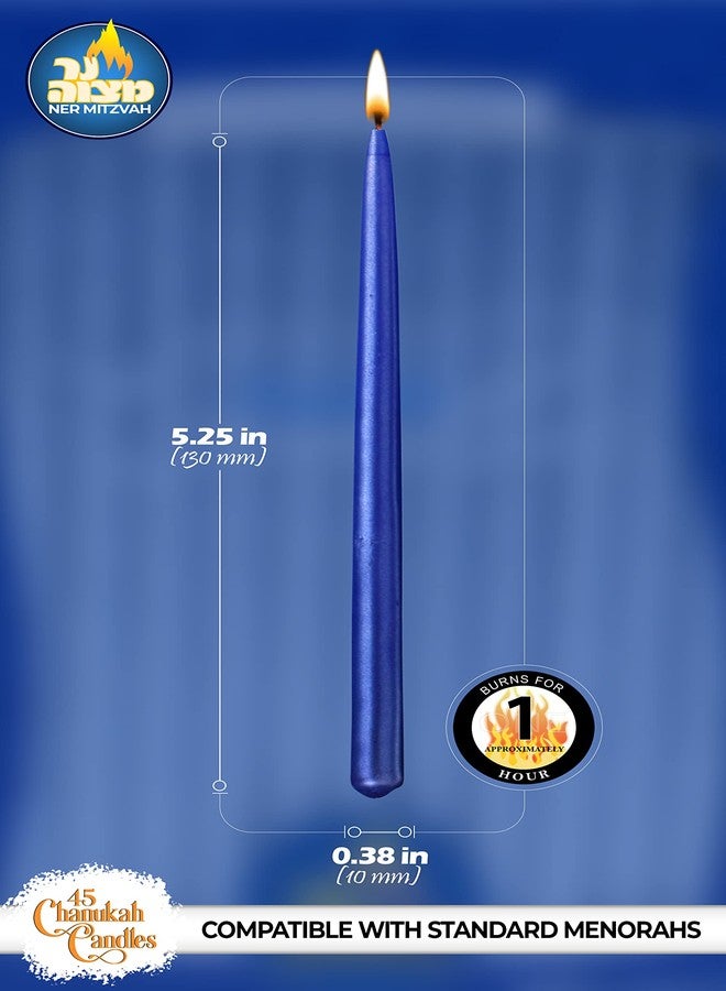 Ner Mitzvah Dripless Chanukah Candles, Metallic Blue & Silver Hanukkah Candles Fits Most Menorahs, Premium Quality Wax for All 8 Nights of Hanukkah - Standard Size - 45 Count - Image 3