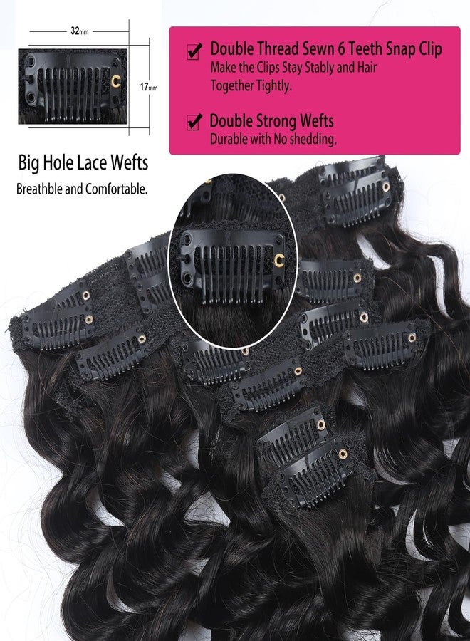 FQ Clip in Hair Extensions Real Human Hair 16 Inch Remy Human Hair Extensions for Women Double Weft Seamless Clip ins Brazilian Deep Wave Curly Human Hair Extensions 8Pcs 100g 20 Clips Natural Black - Image 4