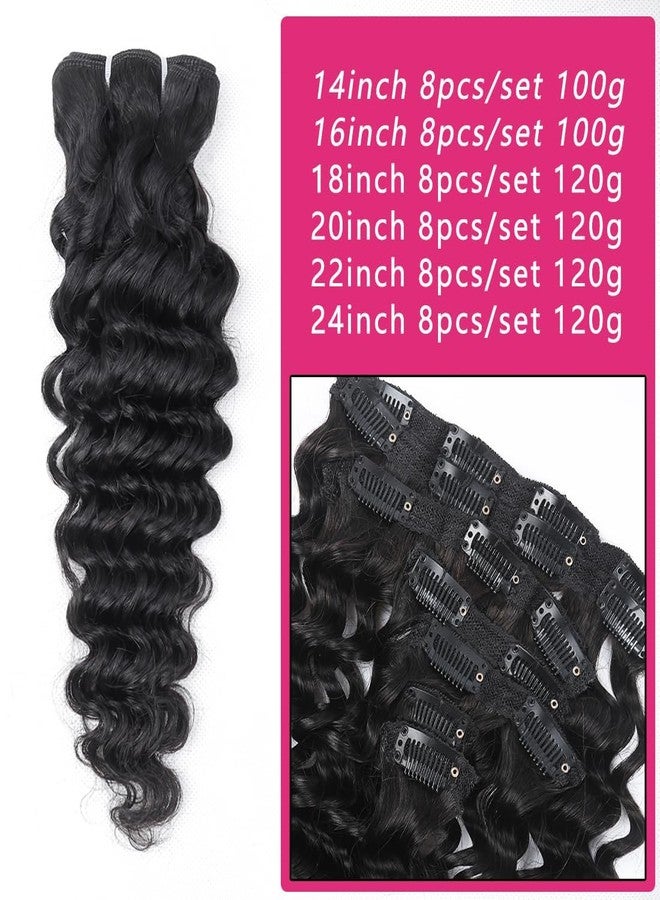 FQ Clip in Hair Extensions Real Human Hair 16 Inch Remy Human Hair Extensions for Women Double Weft Seamless Clip ins Brazilian Deep Wave Curly Human Hair Extensions 8Pcs 100g 20 Clips Natural Black - Image 5