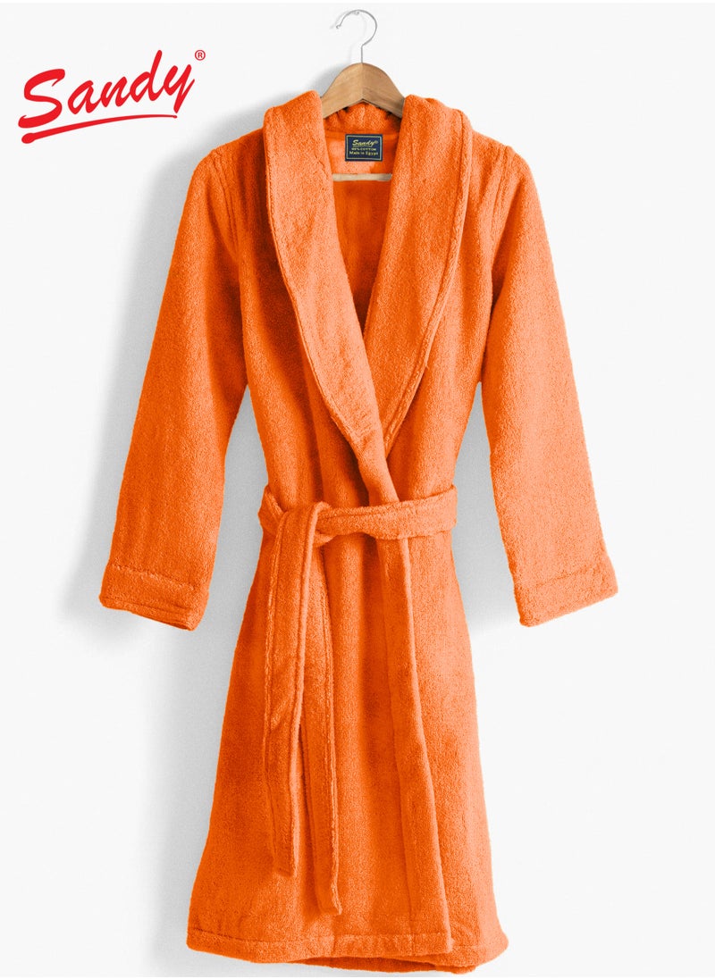 Sandy SANDY Luxury Cotton 100% Shawl Bathrobe, Unisex Plush Robe, Perfect for Spa and Shower, XL/2XL Size, Orange  - Image 1