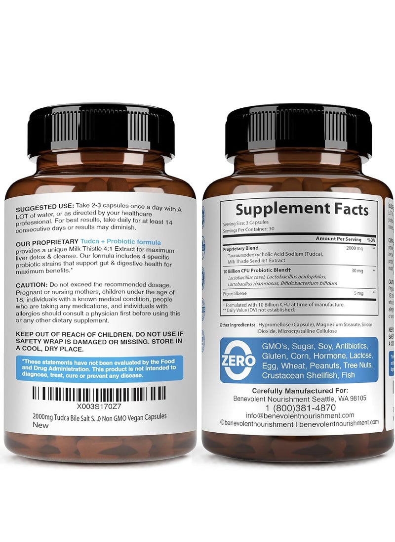 بينيفولينت نورشمينت مكمل غذائي TUDCA Bile Salts Complex يدعم إزالة السموم من الكبد وتنظيفه، 90 كبسولة، 30 حصة  - Image 3
