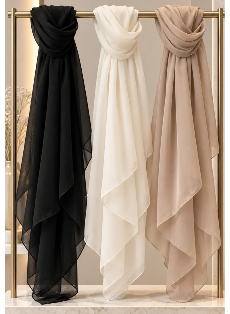 Wool Chiffon Shayla | Luxury Non-Slip Hijab Scarf – UAE Headscarf Set of 3 Colors