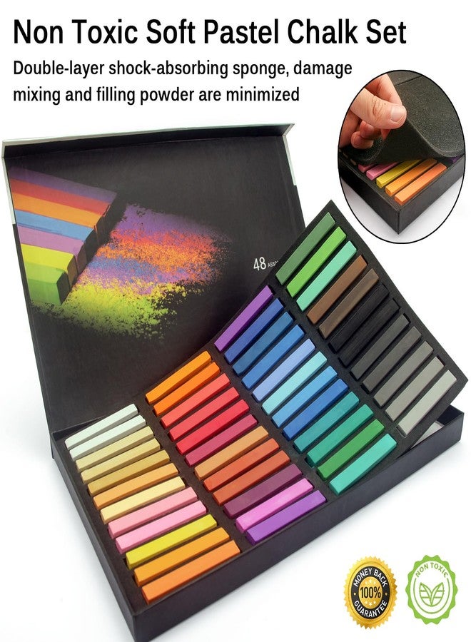 Brusarth Non Toxic Soft Pastel Chalk Set for Professional Artist - 48 Colors Square Chalk Pastel for Drawing, Blending, Layering, Shading, Art Supplies for Beginners, Artists - Image 2