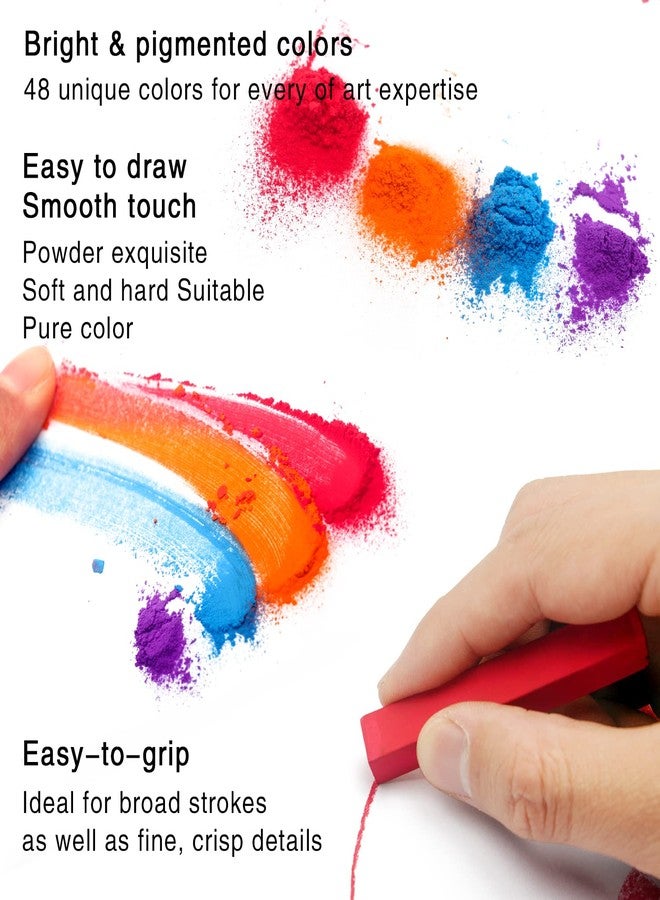 Brusarth Non Toxic Soft Pastel Chalk Set for Professional Artist - 48 Colors Square Chalk Pastel for Drawing, Blending, Layering, Shading, Art Supplies for Beginners, Artists - Image 4