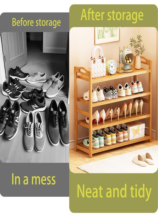 HOLTPHILI 4-Tier Shoe Rack Bamboo Shoe Organizer Free Standing Shoe Storage for Entryway, Closet, Hallway, Bathroom and Living Room, Natural - Image 5