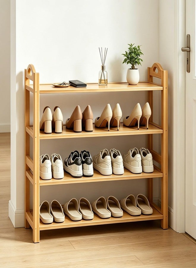 HOLTPHILI 4-Tier Shoe Rack Bamboo Shoe Organizer Free Standing Shoe Storage for Entryway, Closet, Hallway, Bathroom and Living Room, Natural - Image 4
