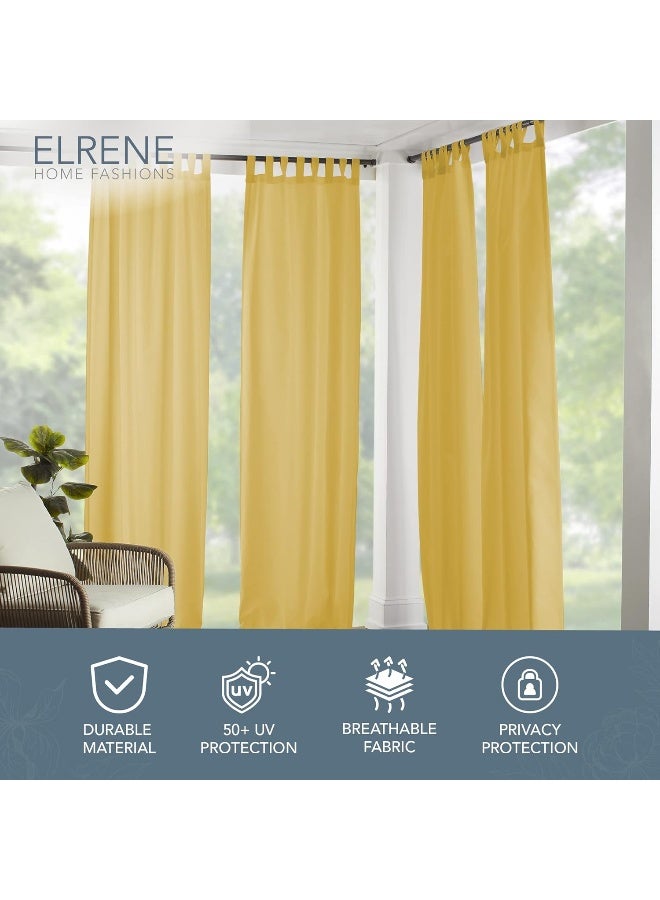 Elrene Home Fashions Matine Weatherproof Tab-Top Indoor/Outdoor Solid Color Curtain Panel for Porch, Pergola, Patio, Deck, 52â€W x 84â€L, Yellow - Image 3