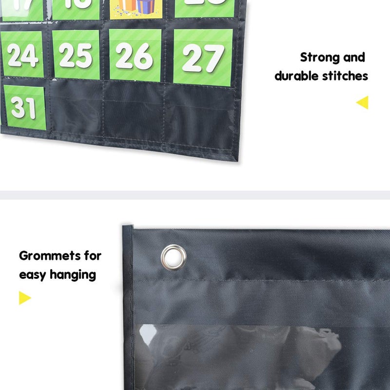 EAMAY Classroom Monthly Calendar Pocket Chart with 71 Cards for Kids Learning for Home,Homeschool Supplies and Classroom Must Haves!(Black) - Image 5