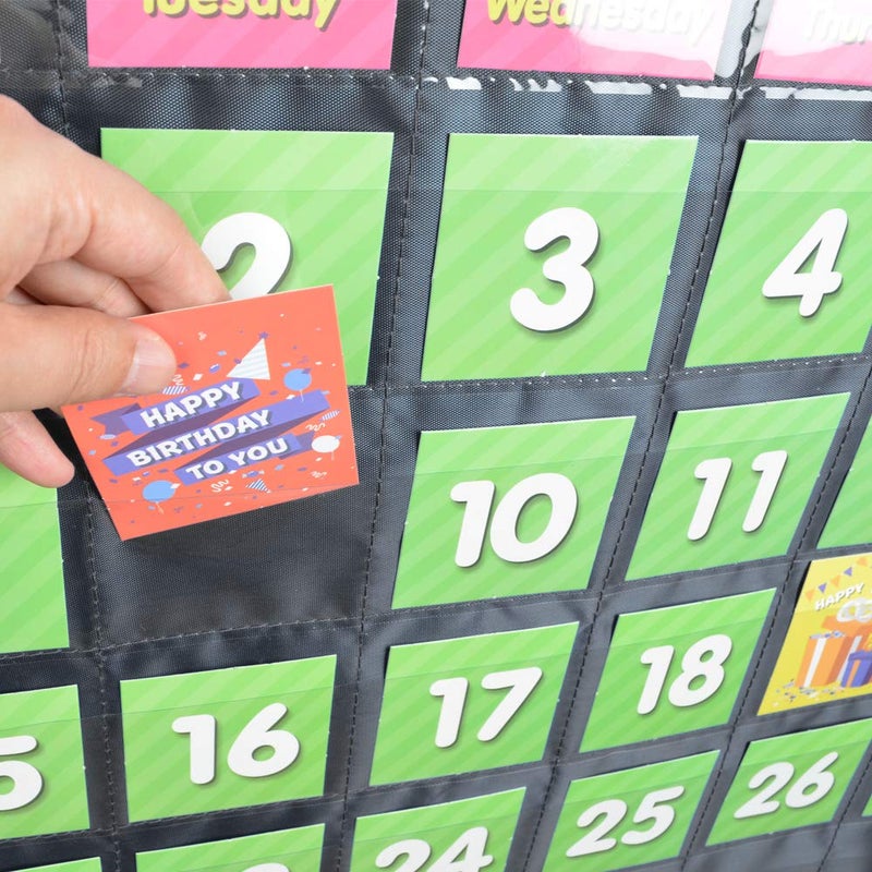 EAMAY Classroom Monthly Calendar Pocket Chart with 71 Cards for Kids Learning for Home,Homeschool Supplies and Classroom Must Haves!(Black) - Image 4