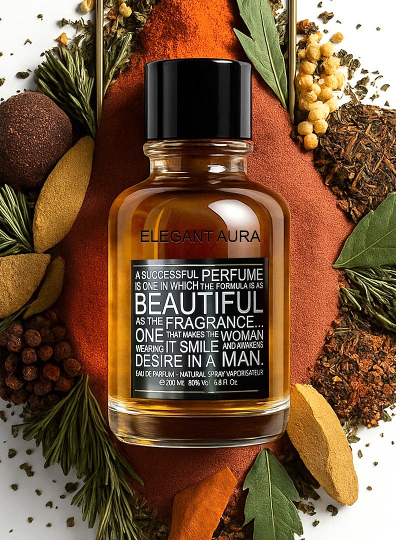 Linea De Bella Beautiful Elegant Aura 200ml | Unisex Perfume with Amber & Woody Notes | Long Lasting & Luxury Scent | Eau De Parfum - Image 1