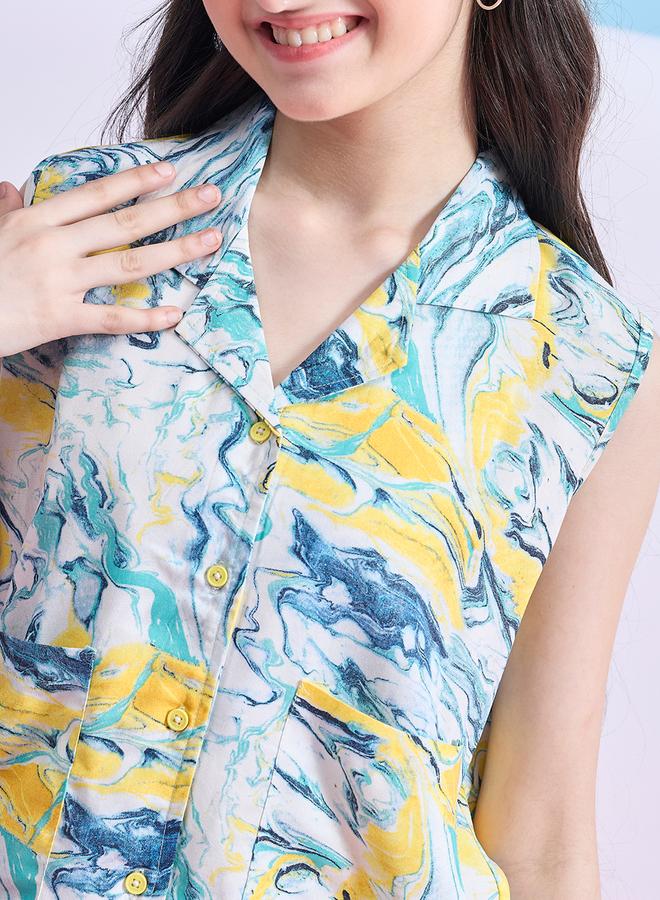 Stylo Bug Girls Tie And Dye Abstract Print Top And Pants Set - Image 4