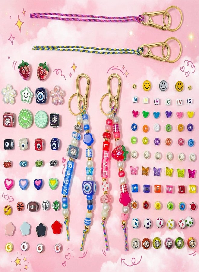 Horsdo Bead Keychain Kit Bag Charm Kit | Great for a Girls Gift, Party, or Family Activity | Keychain Jewelry Making Kit with Beads for DIY Key Ring Jewelry Making - Image 4