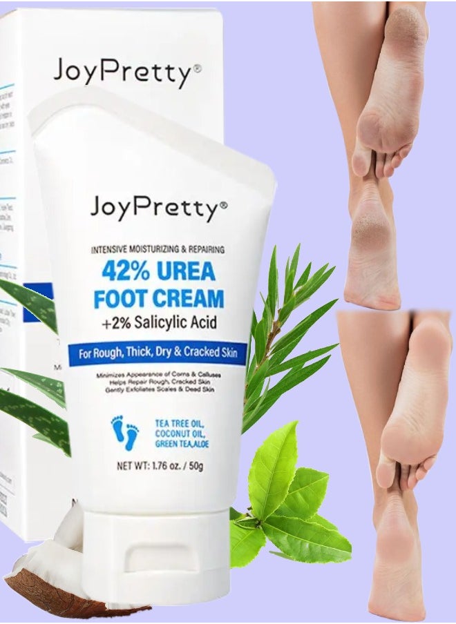 JoyPretty 50g Urea Foot Cream 42% Urea Cream with 2% Salicylic Acid Urea Cream for Rough Thick dry and Cracked Skin Moisturizing Repairing Callus Remover Hand and Foot Cream Lotion  - Image 1