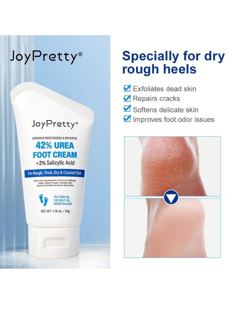 JoyPretty 50g Urea Foot Cream 42% Urea Cream with 2% Salicylic Acid Urea Cream for Rough Thick dry and Cracked Skin Moisturizing Repairing Callus Remover Hand and Foot Cream Lotion  - Image 2