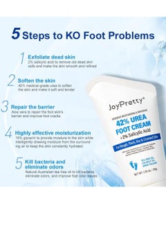 JoyPretty 50g Urea Foot Cream 42% Urea Cream with 2% Salicylic Acid Urea Cream for Rough Thick dry and Cracked Skin Moisturizing Repairing Callus Remover Hand and Foot Cream Lotion  - Image 3