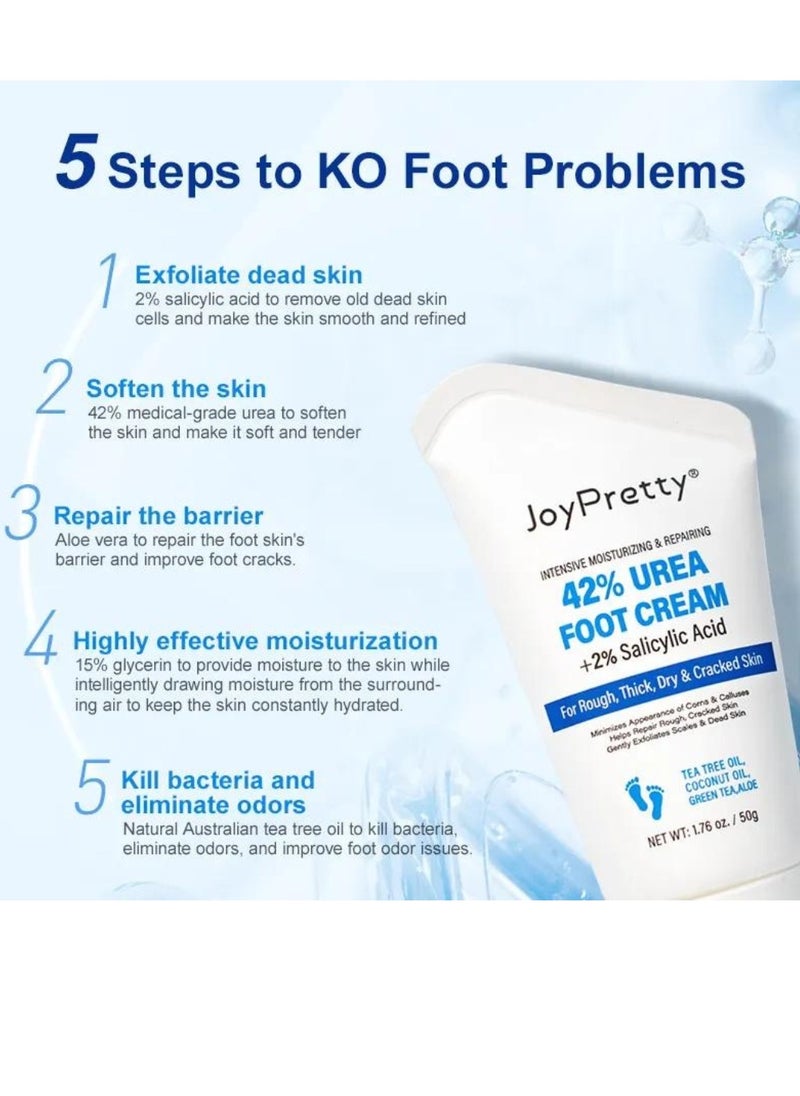 JoyPretty 50g Urea Foot Cream 42% Urea Cream with 2% Salicylic Acid Urea Cream for Rough Thick dry and Cracked Skin Moisturizing Repairing Callus Remover Hand and Foot Cream Lotion  - Image 3