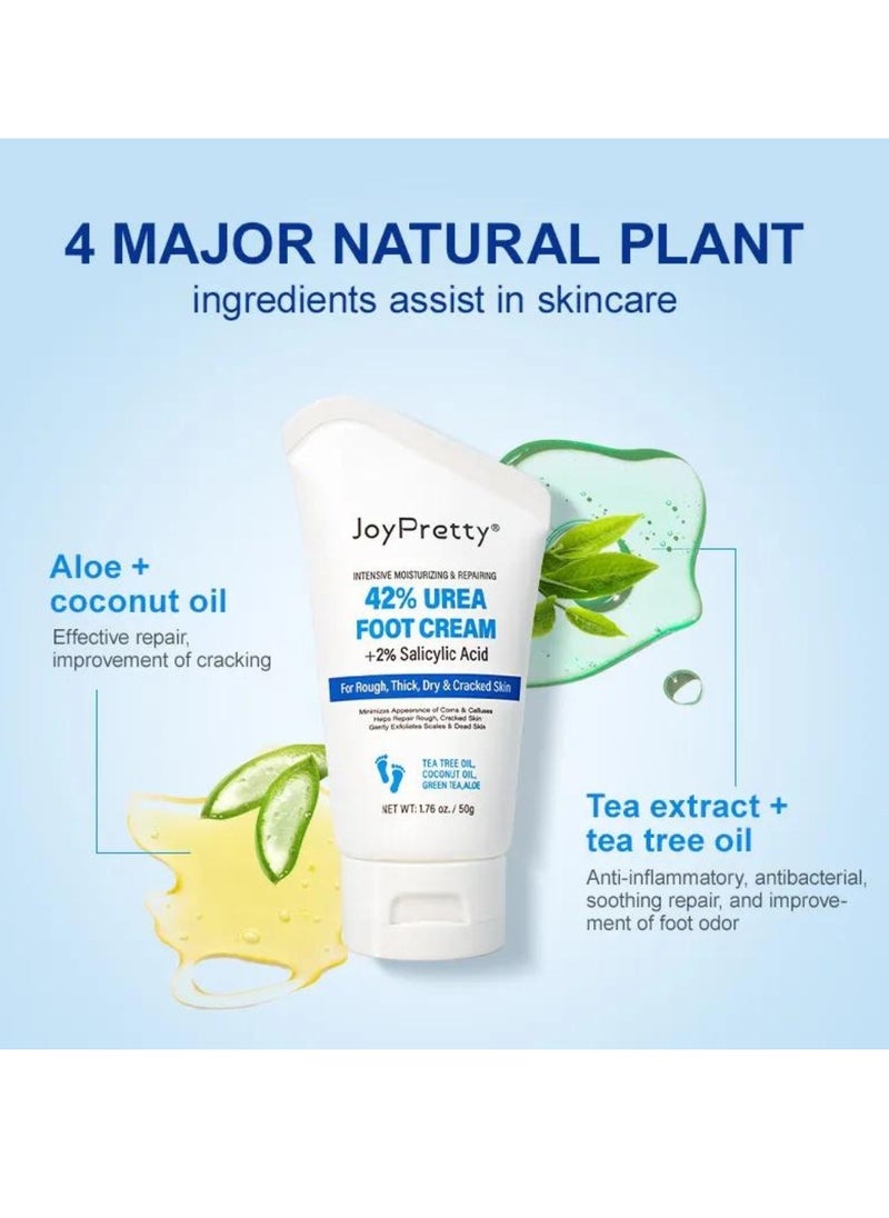 JoyPretty 50g Urea Foot Cream 42% Urea Cream with 2% Salicylic Acid Urea Cream for Rough Thick dry and Cracked Skin Moisturizing Repairing Callus Remover Hand and Foot Cream Lotion  - Image 4