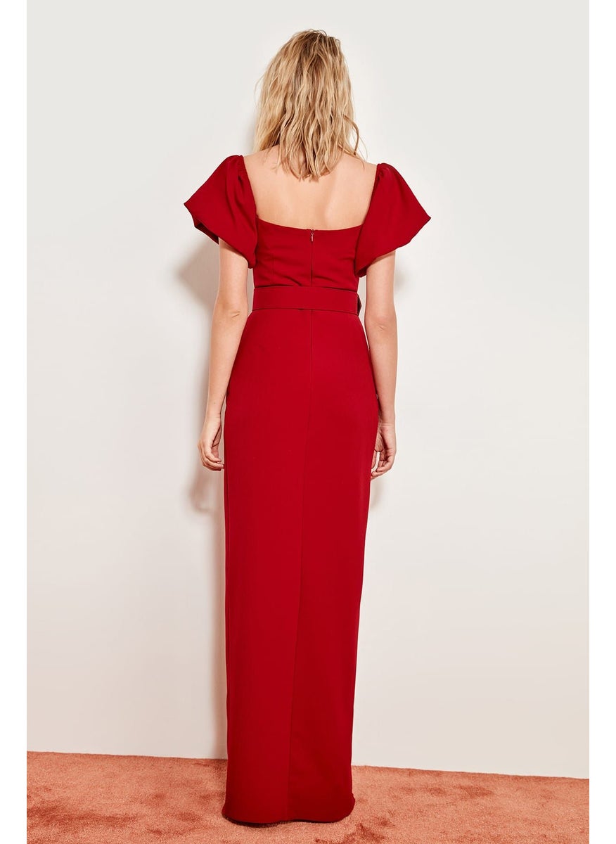 trendyol - Square Neck Front Split Dress - Image 1