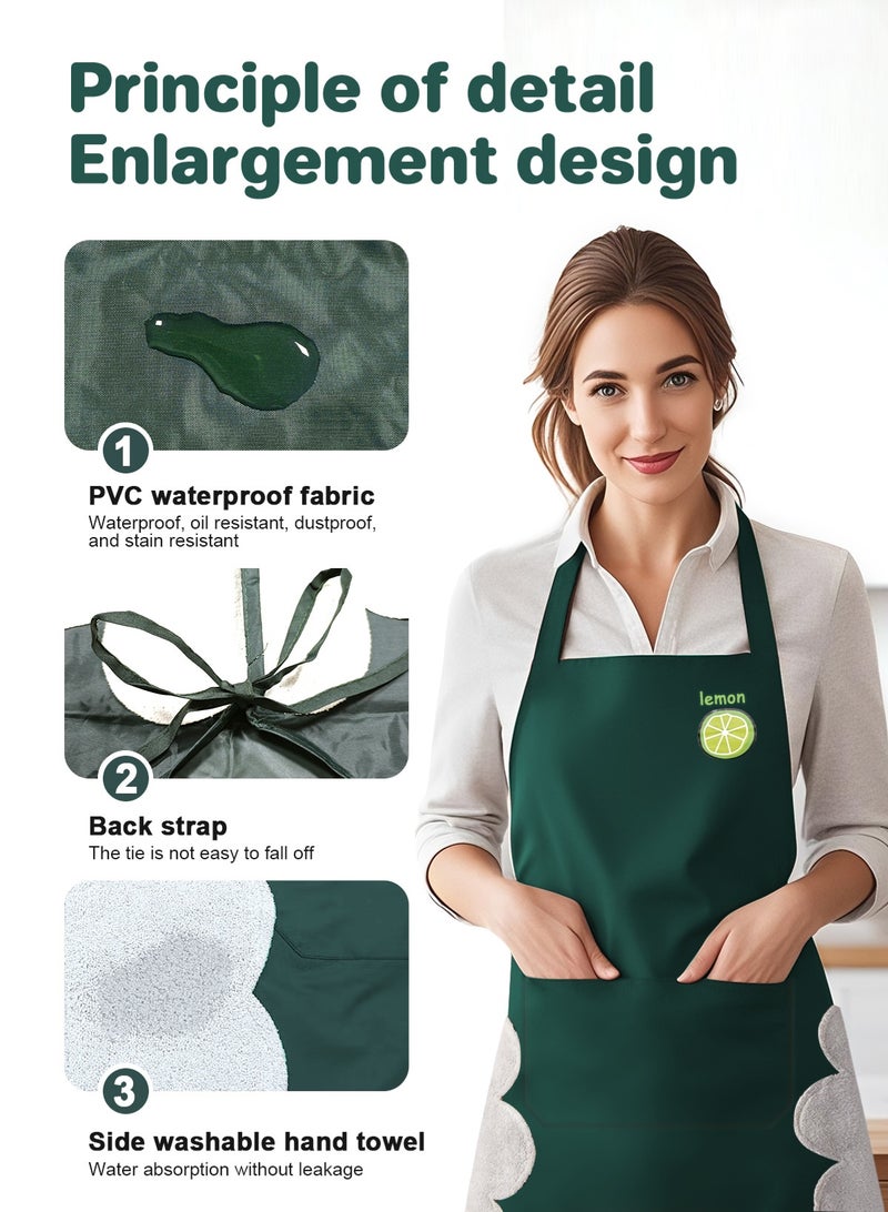 HomarKet 2 Pack Kitchen Aprons for Women,with Large Pockets - Waterproof, Oil-Resistant, and Stain-Proof, for Cooking, Baking, and Home Protection - Image 2