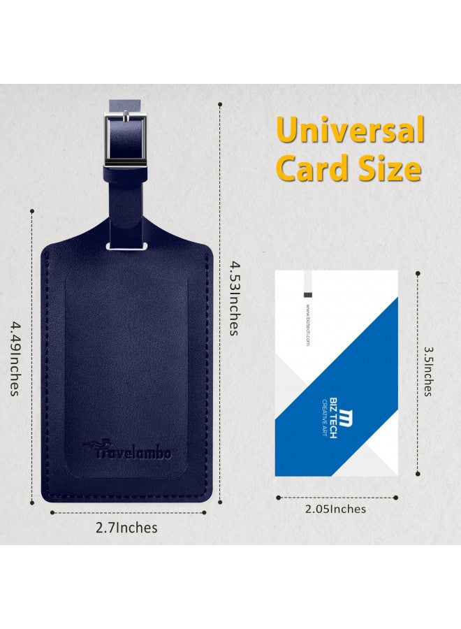 Travelambo Travelambo Luggage Tags for Suitcases Faux Leather Privacy Protection 2 Pack Bag Tags Travel Accessories Essential, Deep Blue - Image 1