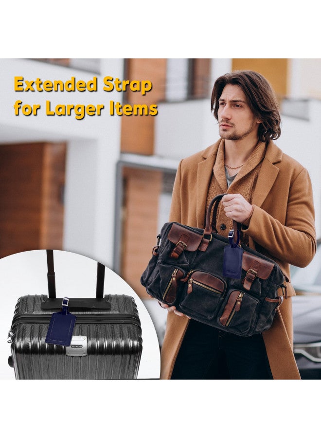 Travelambo Travelambo Luggage Tags for Suitcases Faux Leather Privacy Protection 2 Pack Bag Tags Travel Accessories Essential, Deep Blue - Image 4