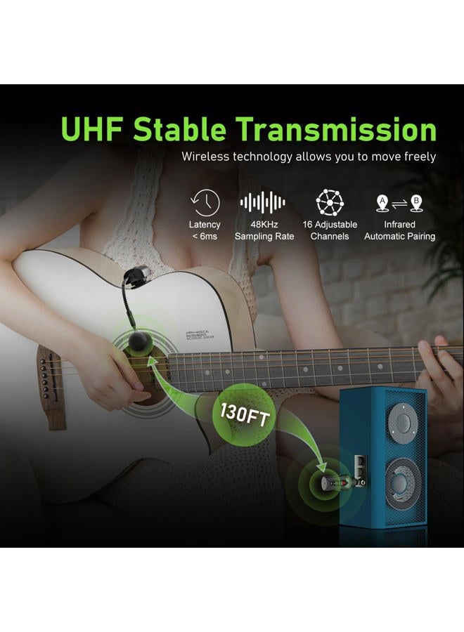 ACEMIC Acoustic Guitar Wireless Microphone, Portable UHF Wireless Clip-on Music Instrument Microphone with Transmitter and 6.35mm Receiver, for Musicians, Teachers, Stage Performances, Band at-5 - Image 4