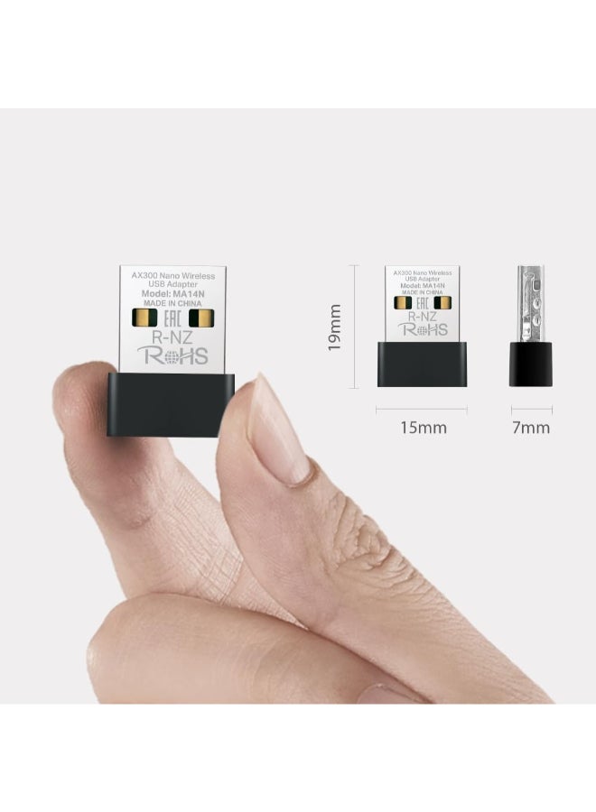 MERCUSYS AX300 Nano Wi-Fi USB Adapter
SPEED: 286 Mbps at 2.4 GHz
SPEC: Internal Antennas, USB 2.0 
FEATURE: Nano Size Black - Image 3