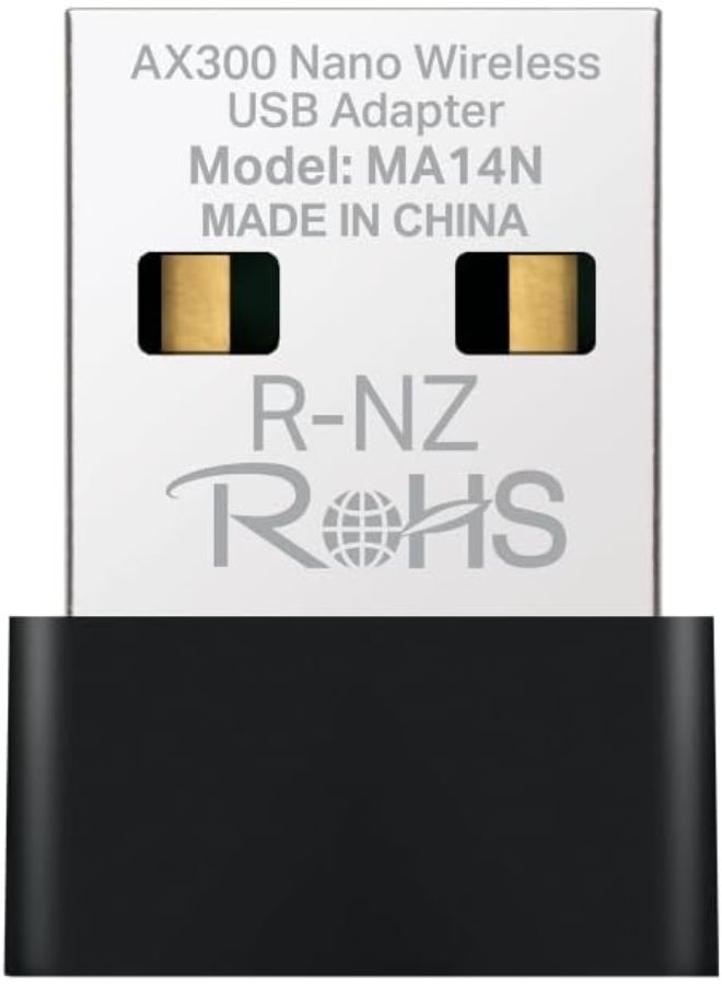 MERCUSYS AX300 Nano Wi-Fi USB Adapter
SPEED: 286 Mbps at 2.4 GHz
SPEC: Internal Antennas, USB 2.0 
FEATURE: Nano Size Black - Image 1