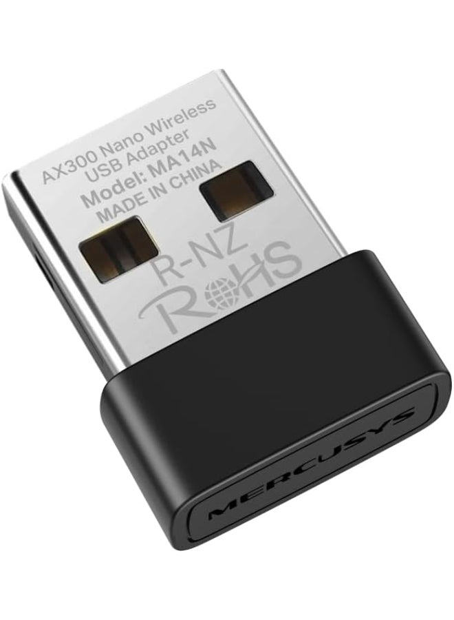 MERCUSYS AX300 Nano Wi-Fi USB Adapter
SPEED: 286 Mbps at 2.4 GHz
SPEC: Internal Antennas, USB 2.0 
FEATURE: Nano Size Black - Image 2