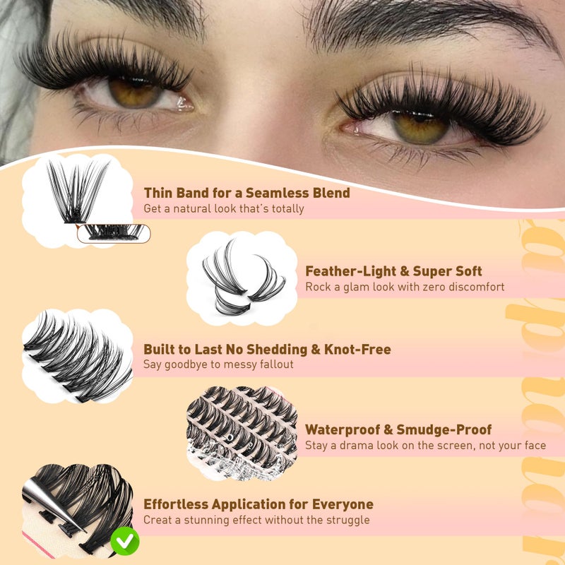 calphdiar Wispy Lash Clusters 30D+40D+50D+60D Individual Lashes 480PCS Eyelash Clusters Natural Volume Lashes Clusters D-curly Cluster Eyelash Extensions 8-18MM DIY Lash Extension at Home - Image 5
