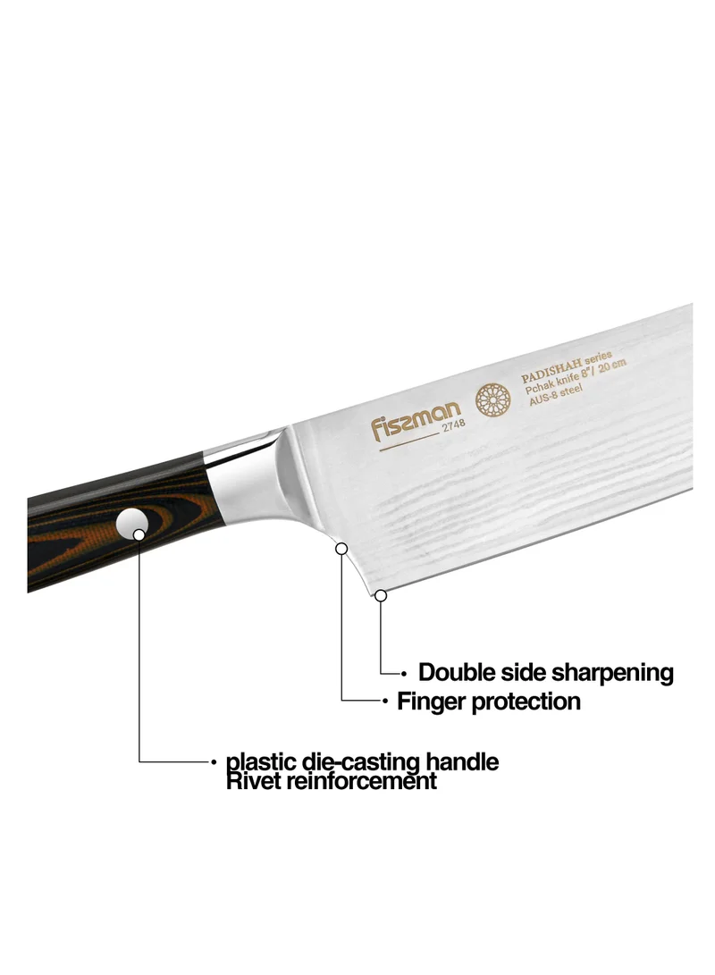 Fissman 8'' Pchak Knife PADISHAH (AUS-8 steel), Uzbek Knife, Great For Chopping, Cutting, And Preparing Meats, Vegetables, And Bread